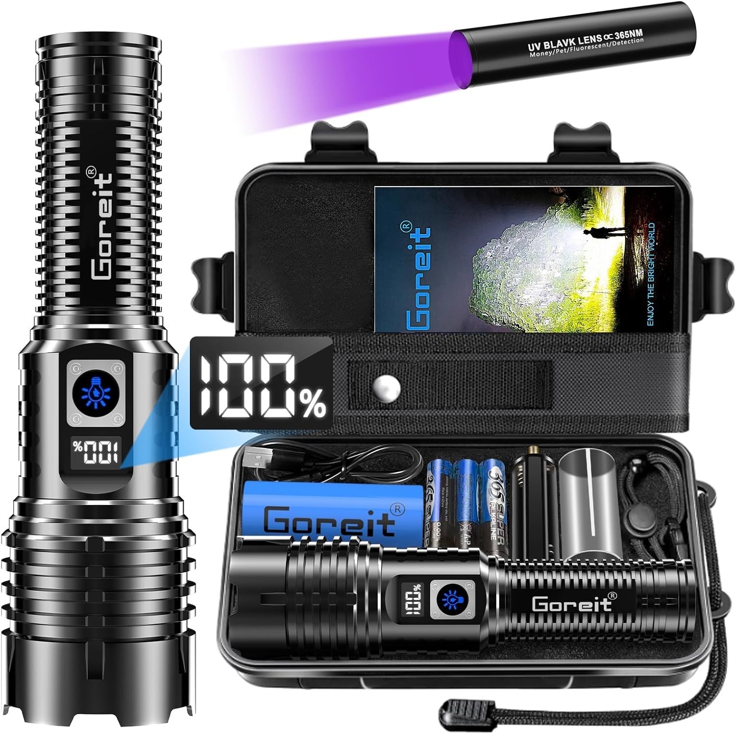 Goreit Flashlights LED High Lumens Rechargeable, 20,000 Lumens XHM77.2 Super