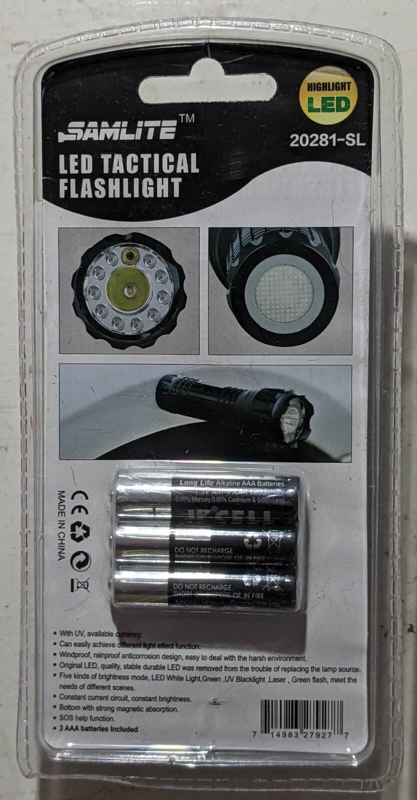SAMLITE; FLASHLIGHT ; LED ! LASER !! UV BLACKLIGHT !!! GREENLIGHT !!!! GREEN ST