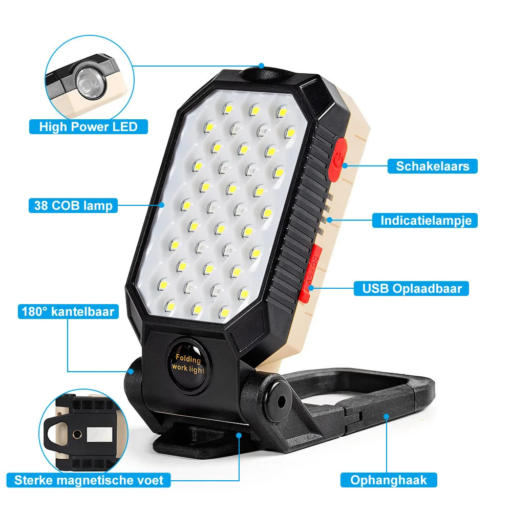 Multi function Work Light Floodlight Glare Flashlight Built in Battery Magnetic