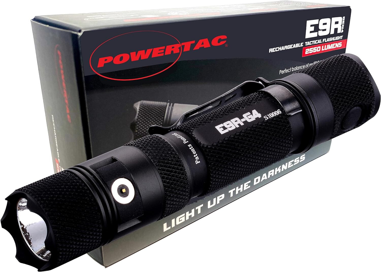 Powertac E9R G4 2550 Lumen USB Rechargeable LED Flashlight w/ Hard Shell Holster