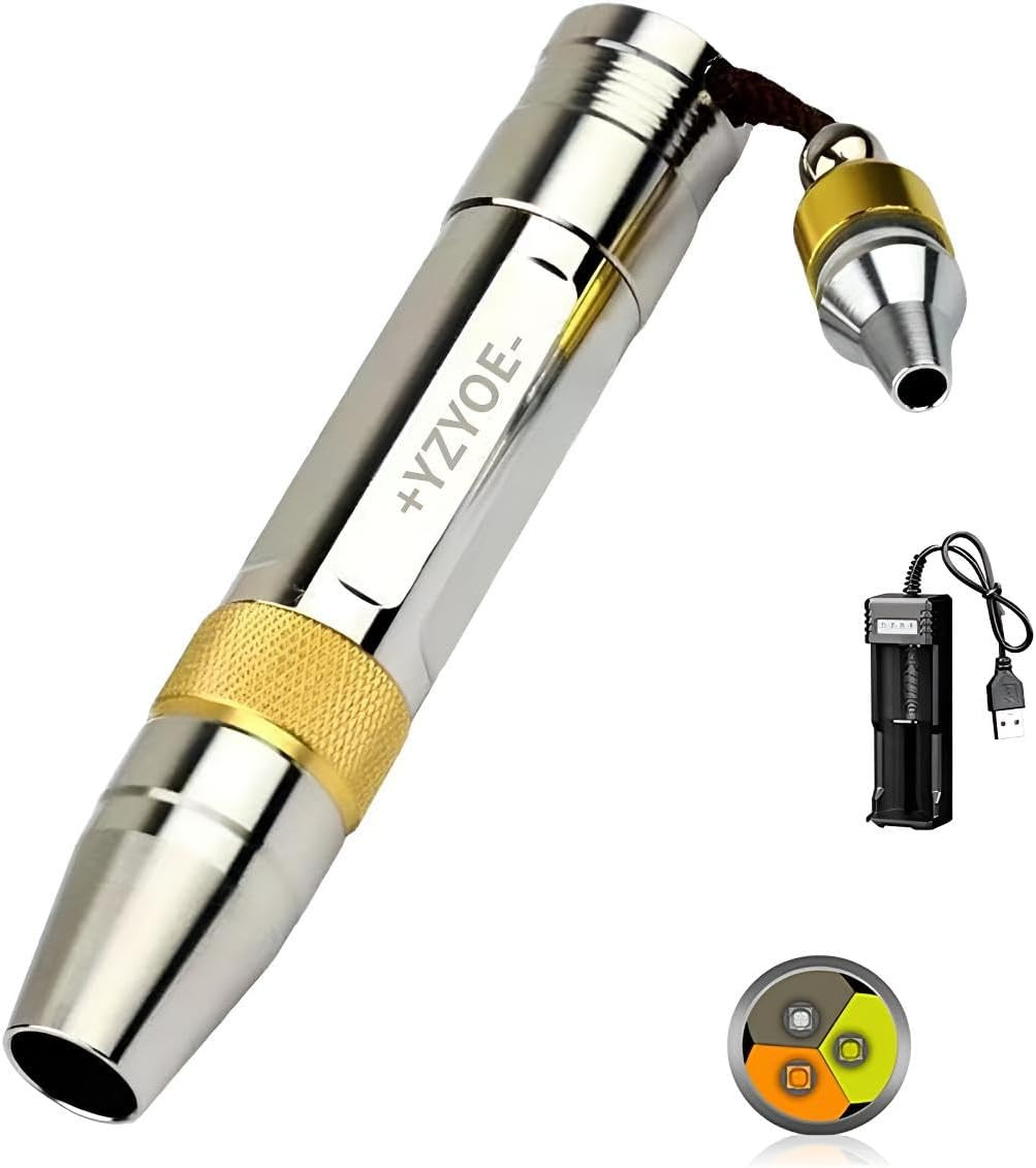 LED Three Light Source Jade Identification Flashlight, 365Nm Ultraviolet