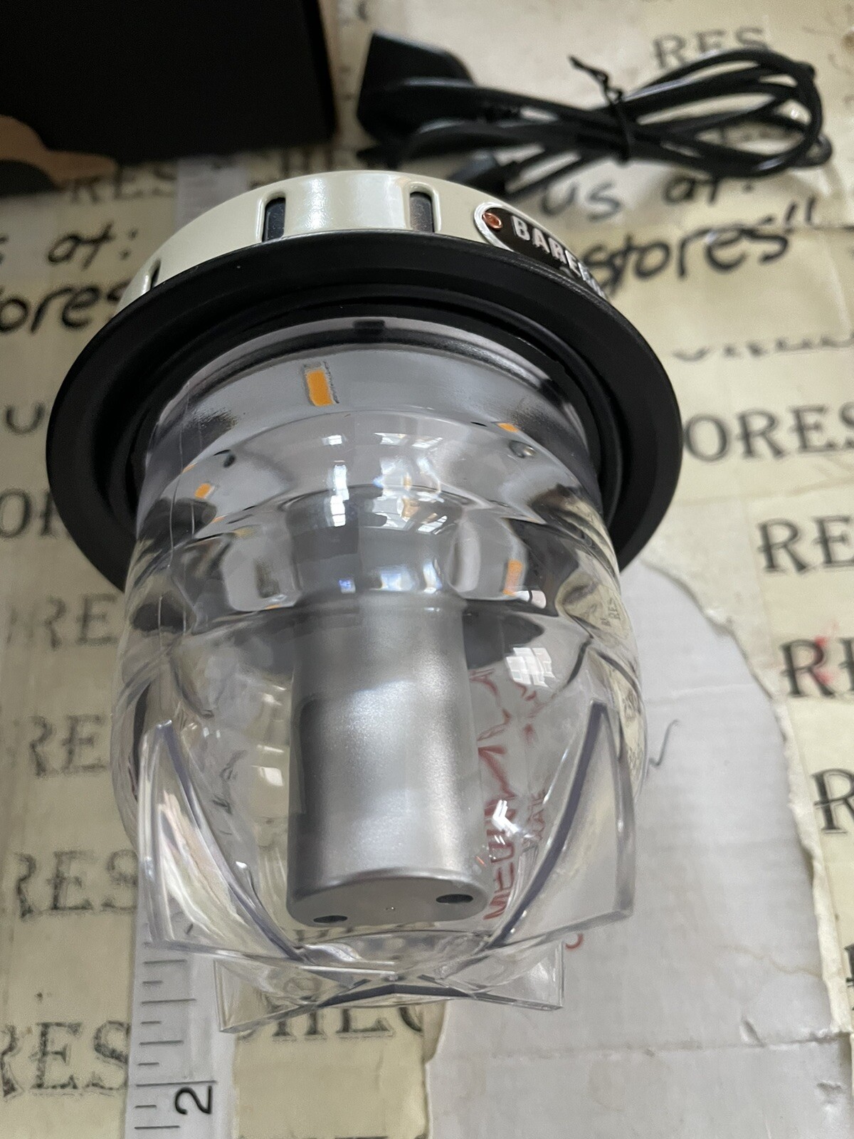 2X Barebones Living Beacon Hanging Lantern Slate Stamped Steel Rechargeable