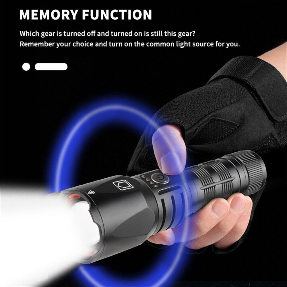 1PC Super Bright Spotlight Flashlight TYPE-C Charging LED Zoom Light Outdoor