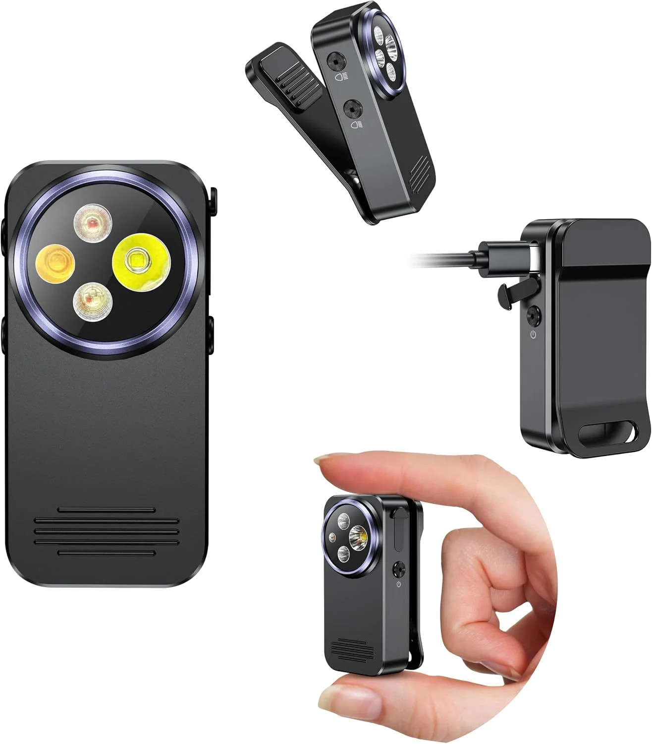 EDC Flashlight Clip-on Flashlight,600 Lumens with Four Lighting Rechargeable Min