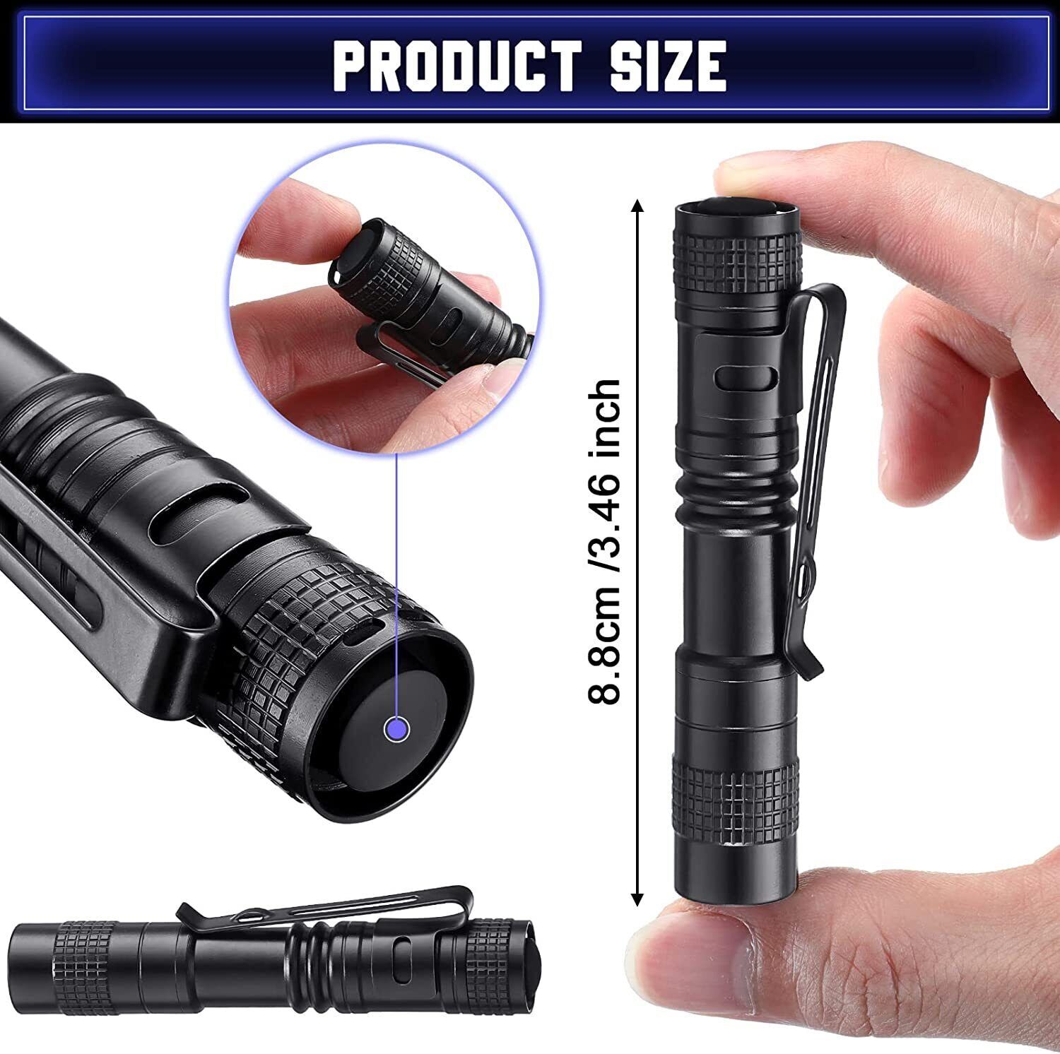 2~5X LED Flashlight Clip Mini Light Penlight Pocket Portable Pen Torch Lamp US