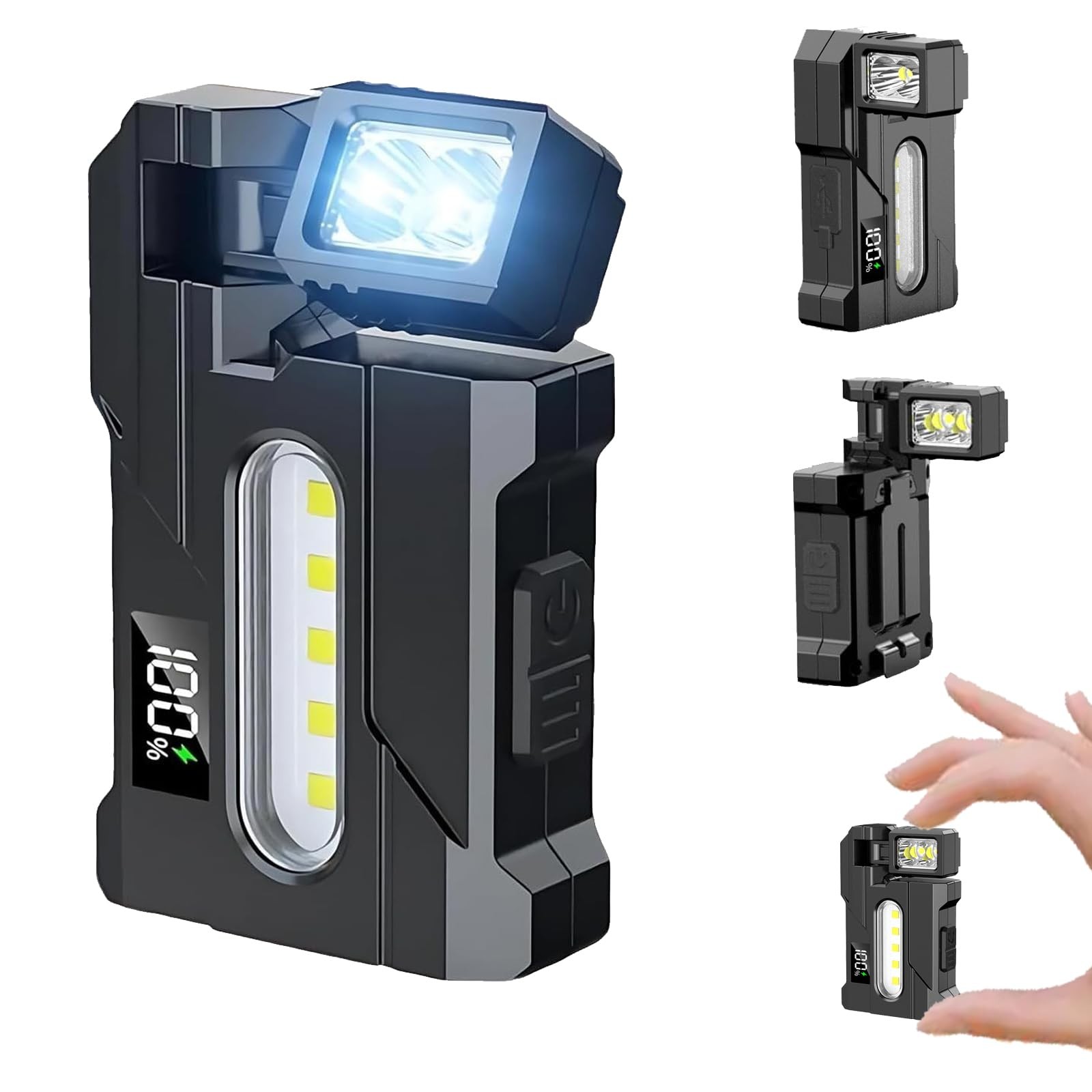 EDC Flashlight Rechargeable, 270°Rotation Magnetic Keychain Flashlight,400 Lum