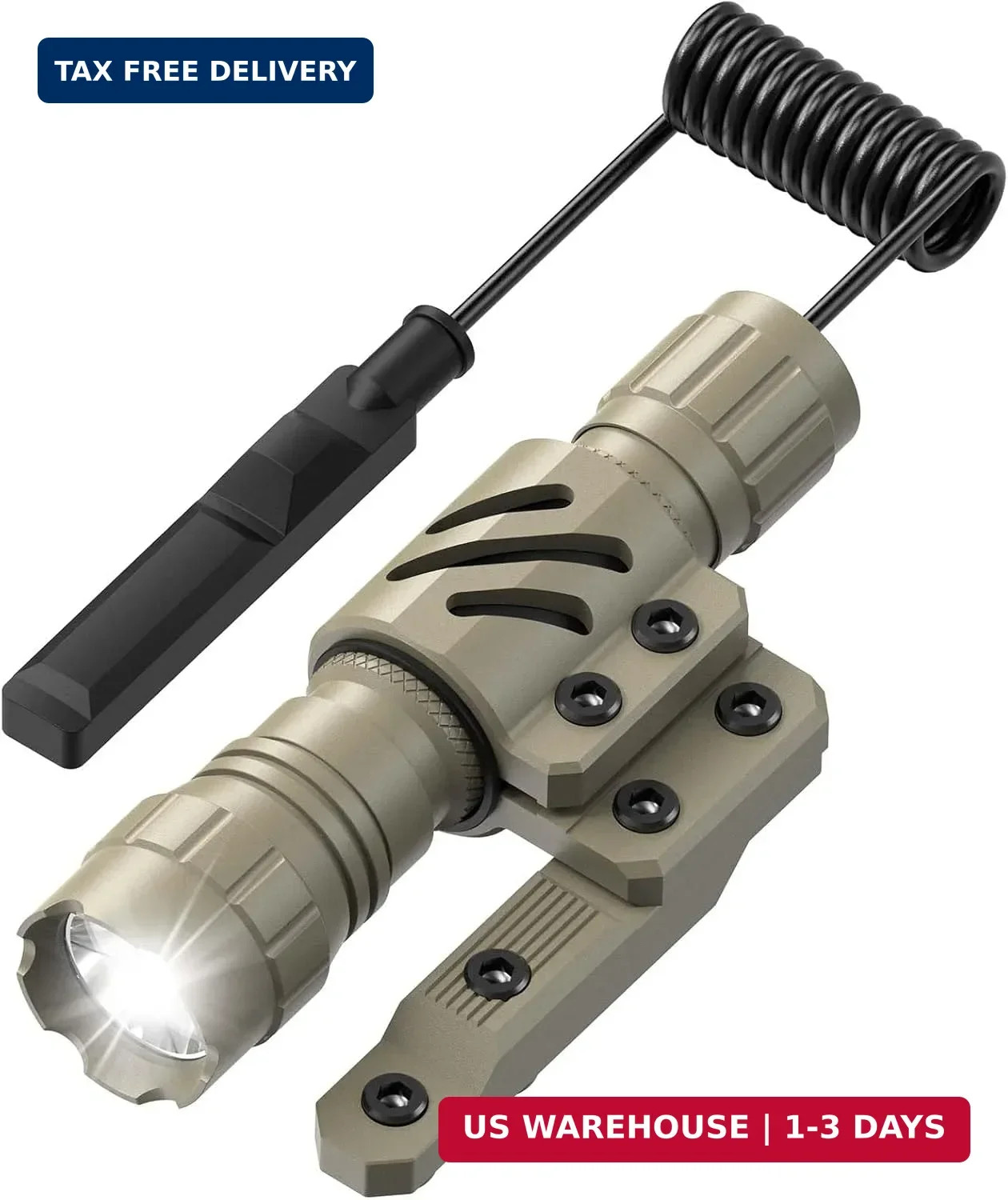 Feyachi Tactical Flashlight 1200 Lumens 11000Candela Rifle Light with Mlock Offs