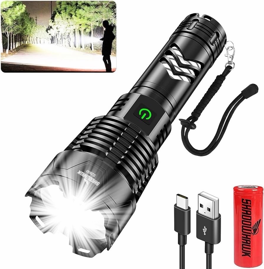 2 PACK -LED Flashlight, Extremely Bright 20,000 Lumens Rechargeable USB Tactical