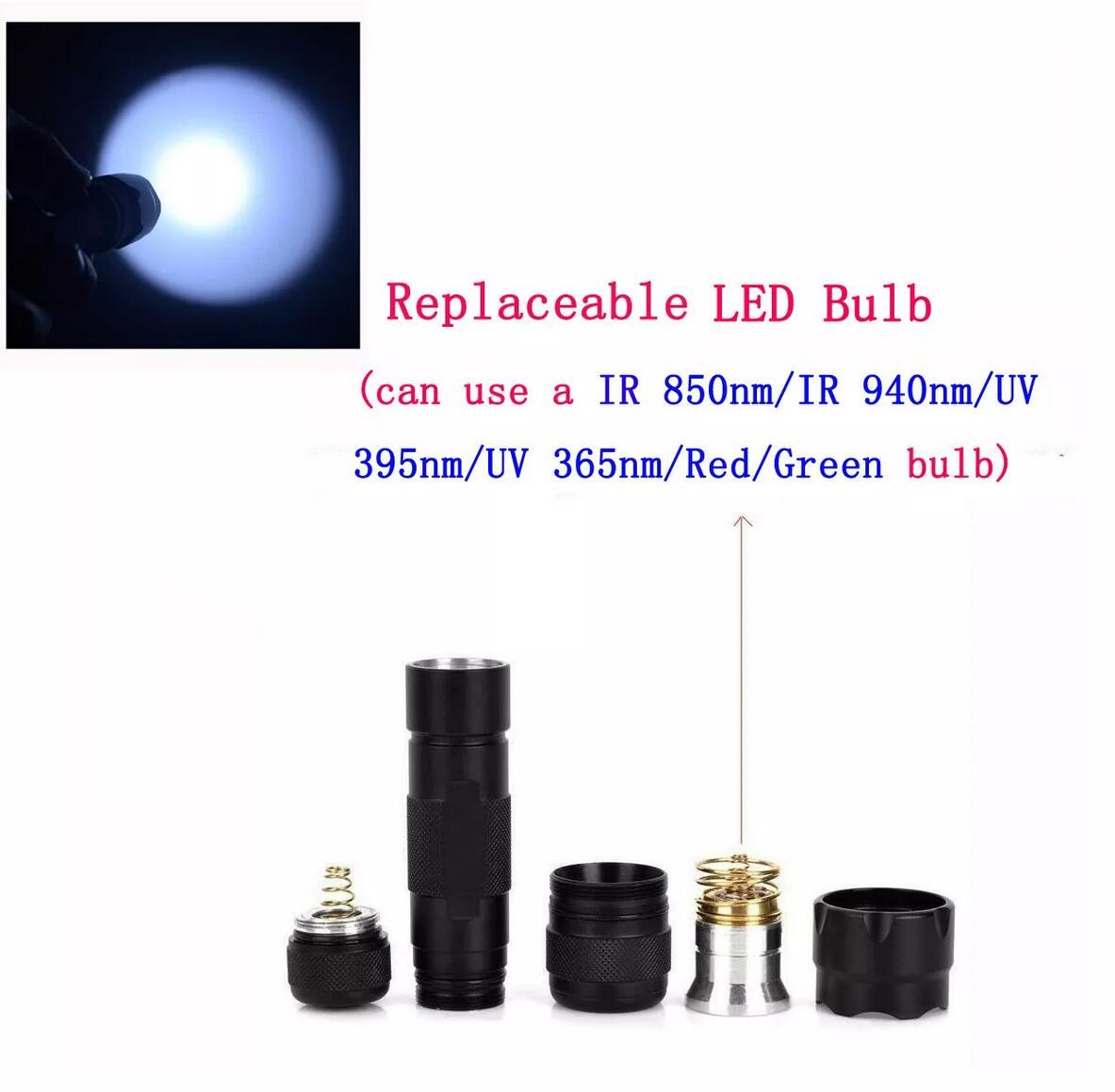 10PCS Single Mode WF-502B 10W 6500K LED Portable Flashlight Ultra Fire Torch