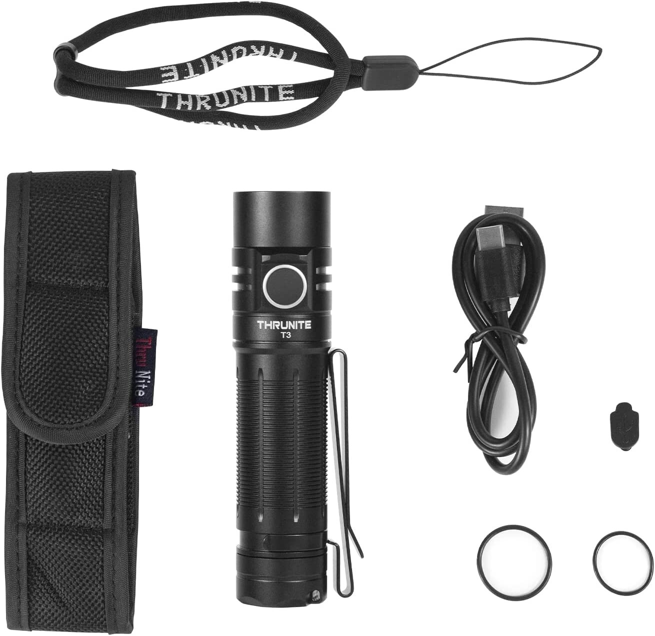 THRUNITE T3 2250 Lumens LED Flashlight Rechargeable USB Type C Black CW