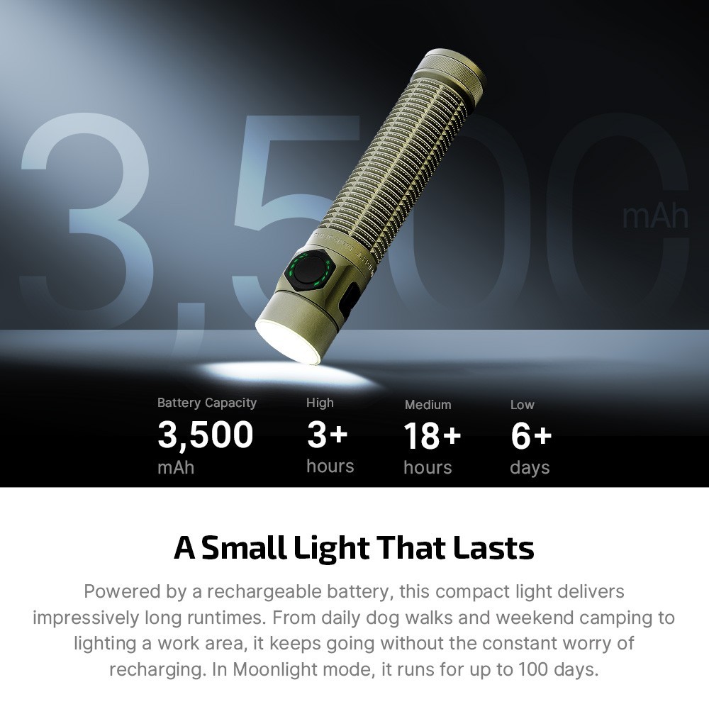 Olight Baton Ultra Olive Green 1800 Lumens & Baton 4 Arctic Flame 1300 Lumens