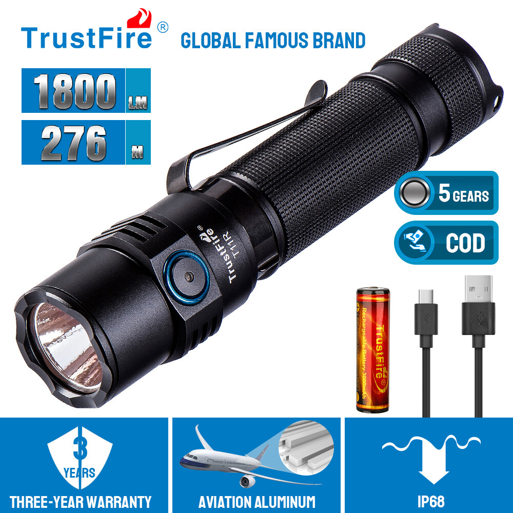 TrustFire 1800LM Tactical Flashlight Type-c Rechargeable Flashlight led Torch X