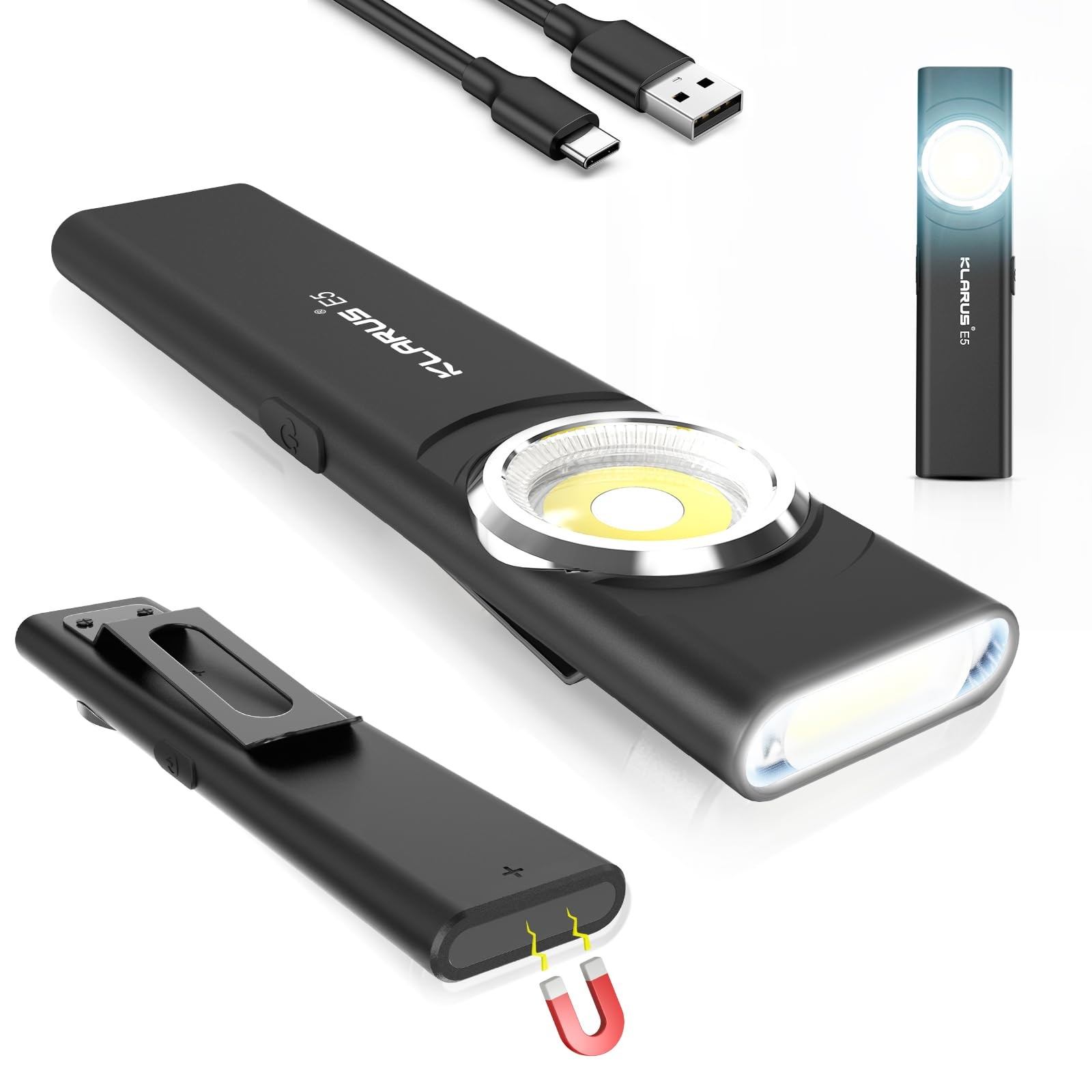 E5 Pocket Flashlight, Rechargeable EDC Flashlight, Super Slim 4.2x1x0.3inch, …