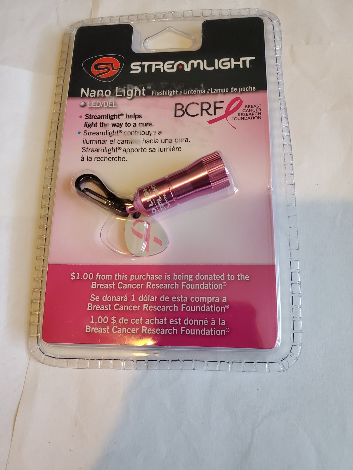 NEW PINK NANO LIGHT 730019-3 WHITE LED LIGHT FLASHLIGHT KEYCHAIN