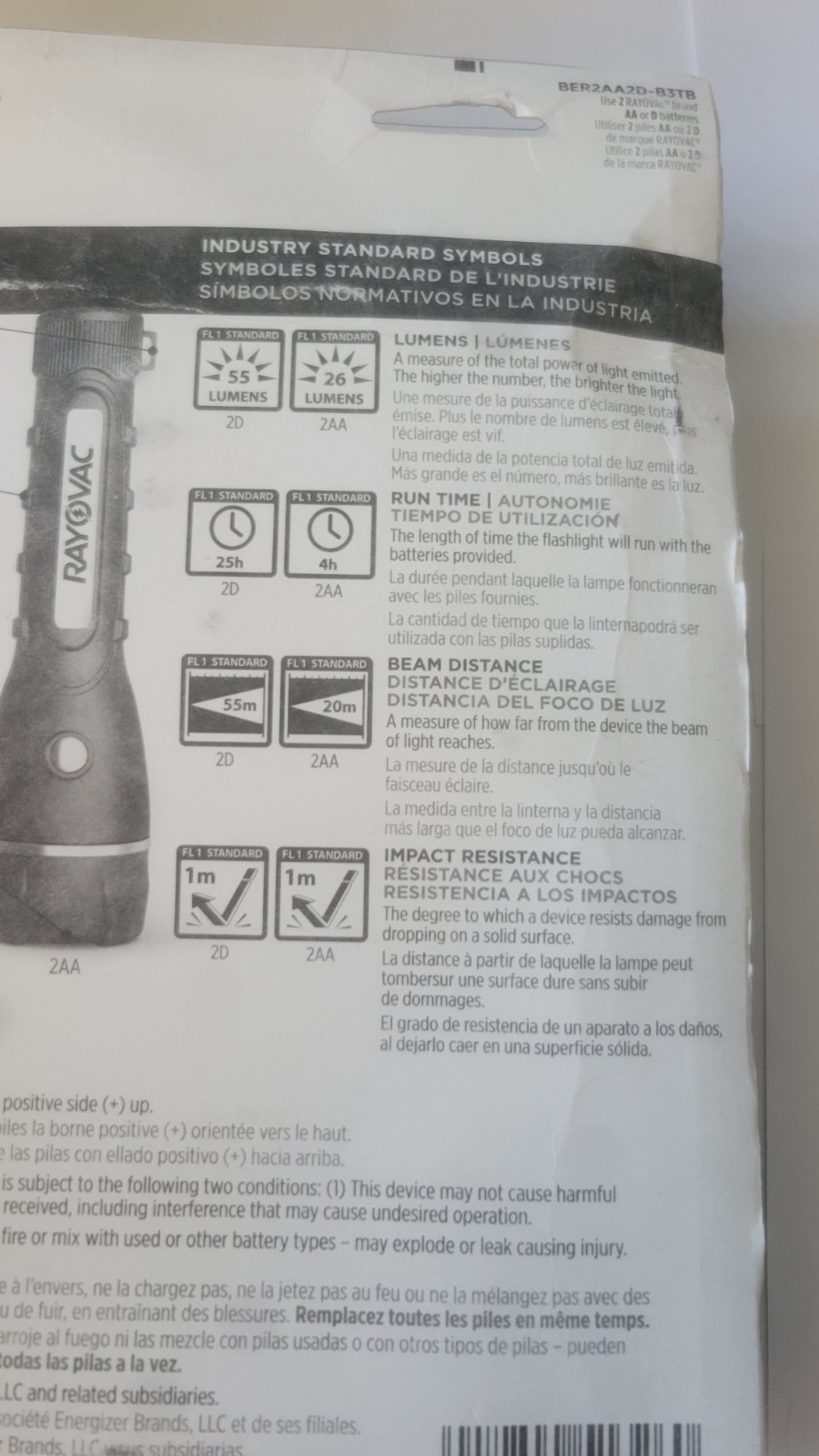 Rayovac 3 Flashlights 55 & 26 Lumens Durable LED Non-Slip Grip New Sealed