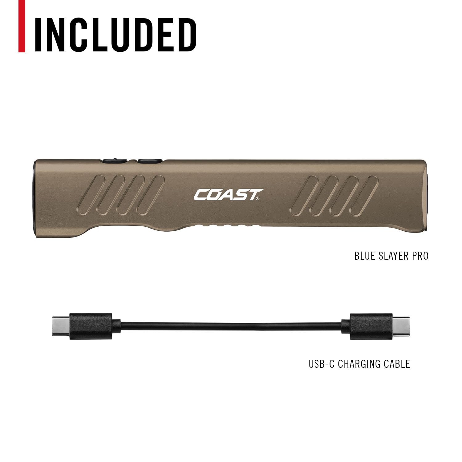 Coast Slayer 1150 Lumen USB-C Rechargeable LED Flashlight with Spot/Flood, Me…