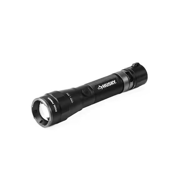 Husky 3000 Lumens Dual Power LED Handheld Flashlight Rechargeable and Focusing
