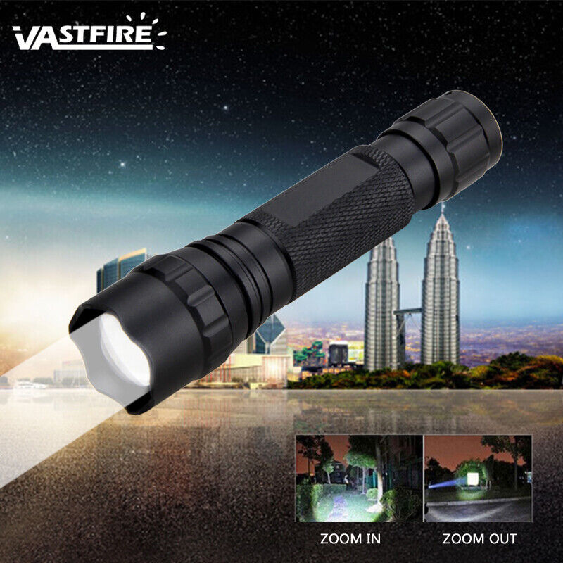 90000Lumens LED Flashlight Torch Zoomable Rechargeable Rifle Hunting Scope Mount