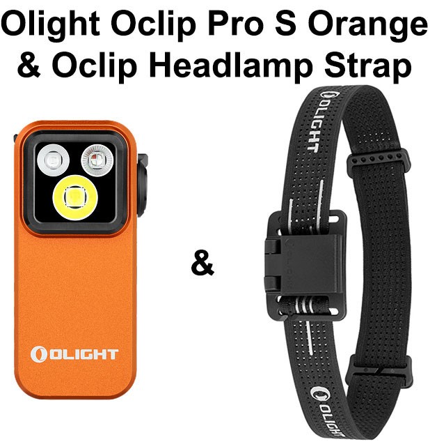 Olight Oclip Pro S Orange Multifunctional Clip Light & Oclip Headlamp Strap