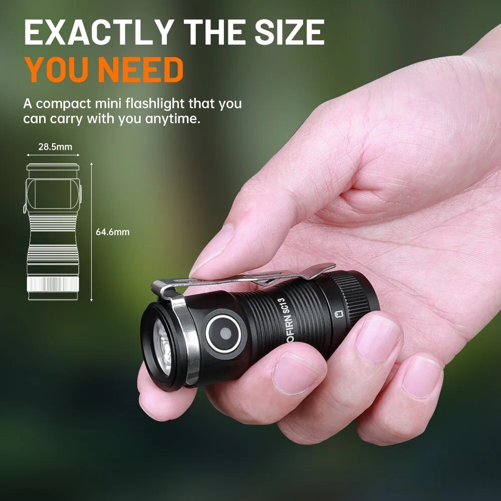 Sofirn Mini SC13 Flashlight 1300 Lumen Rechargeable Pocket Carry Compact