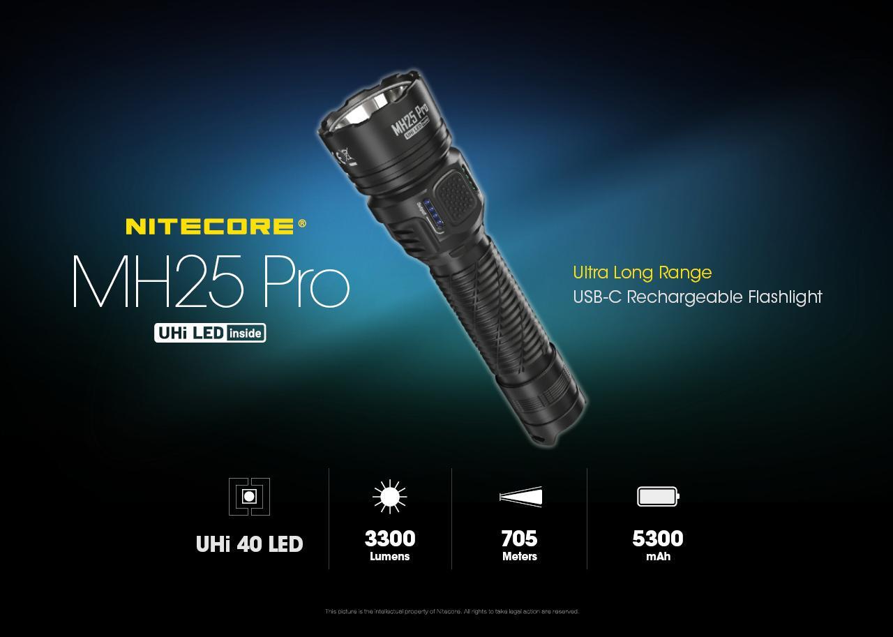 Nitecore MH25 PRO Multitask Hybrid Series Rechargeable Flashlight -3300 lumens w