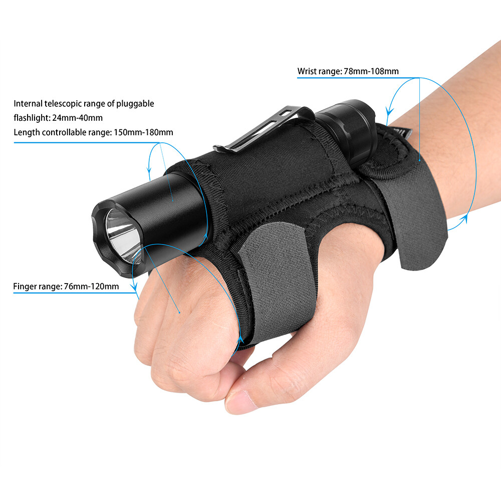 Wrist Arm Nylon Holster Flashlight Gloves for Fishing Diving Hunting