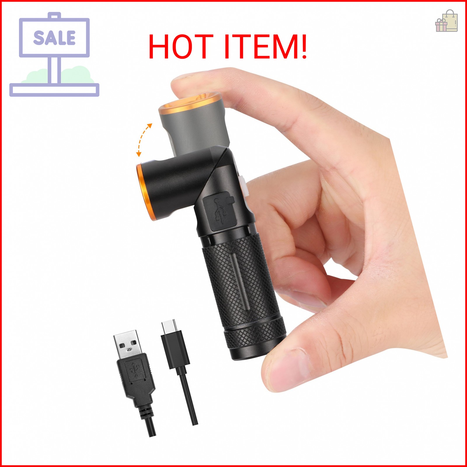 EverBrite 600LM Rechargeable EDC Flashlight with Swivel Head