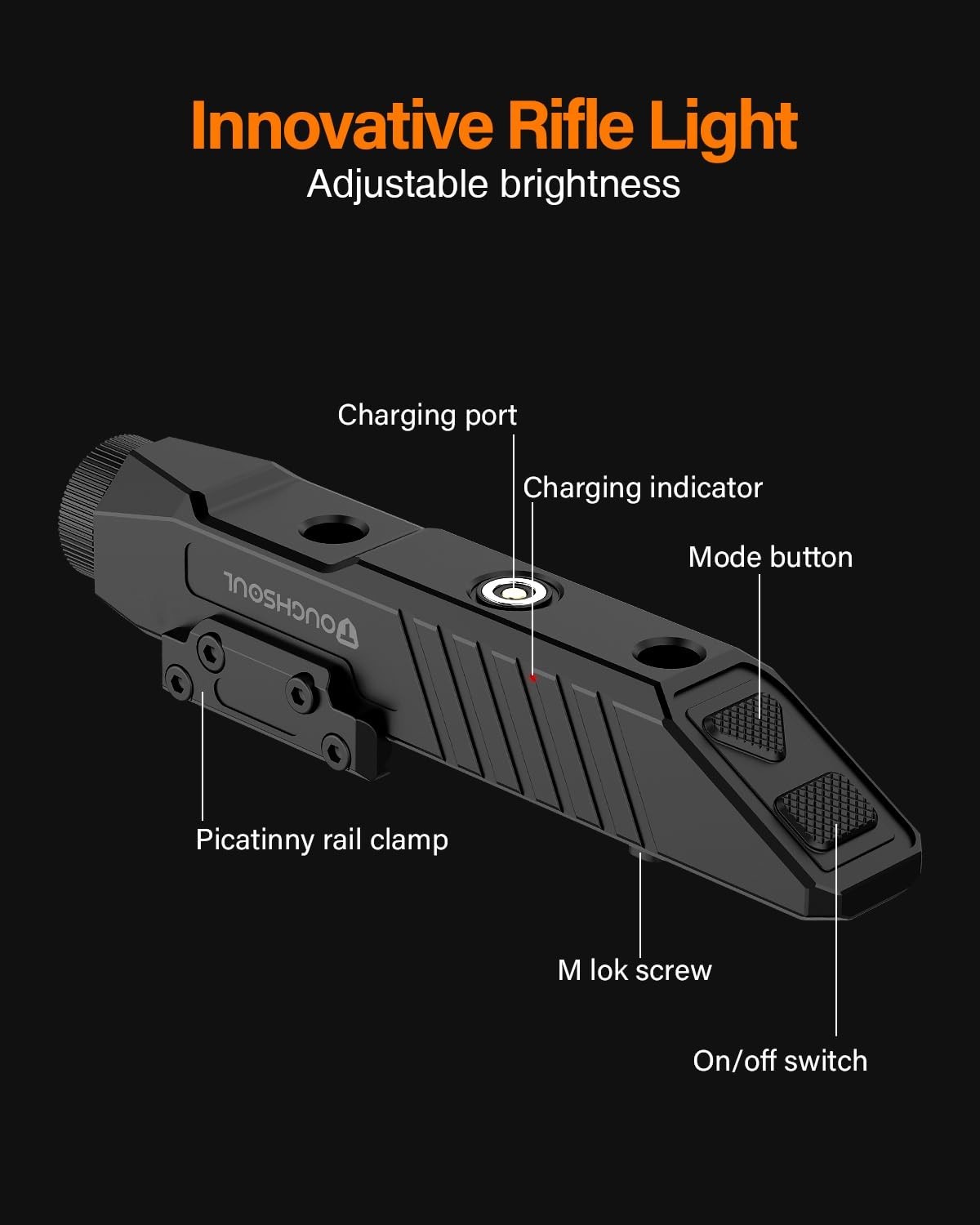 Red Light Hunting Flashlight – Low Profile Picatinny Mounted, Portable for Night