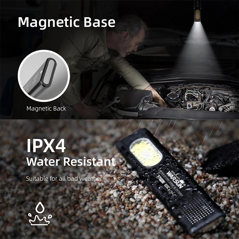 WARSUN T7 LED Flashlight 800LM Rechargeable Magnetic EDC Pocket Torch