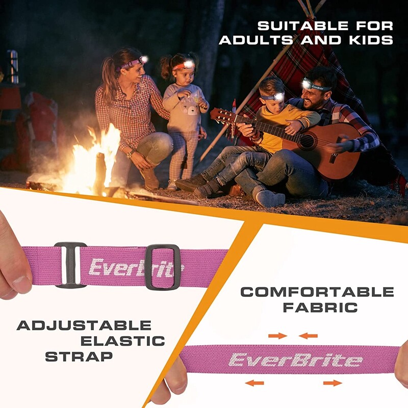 EverBrite Headlamp Pink 2 Pack with Red Light and Memory Function with 5 Modes