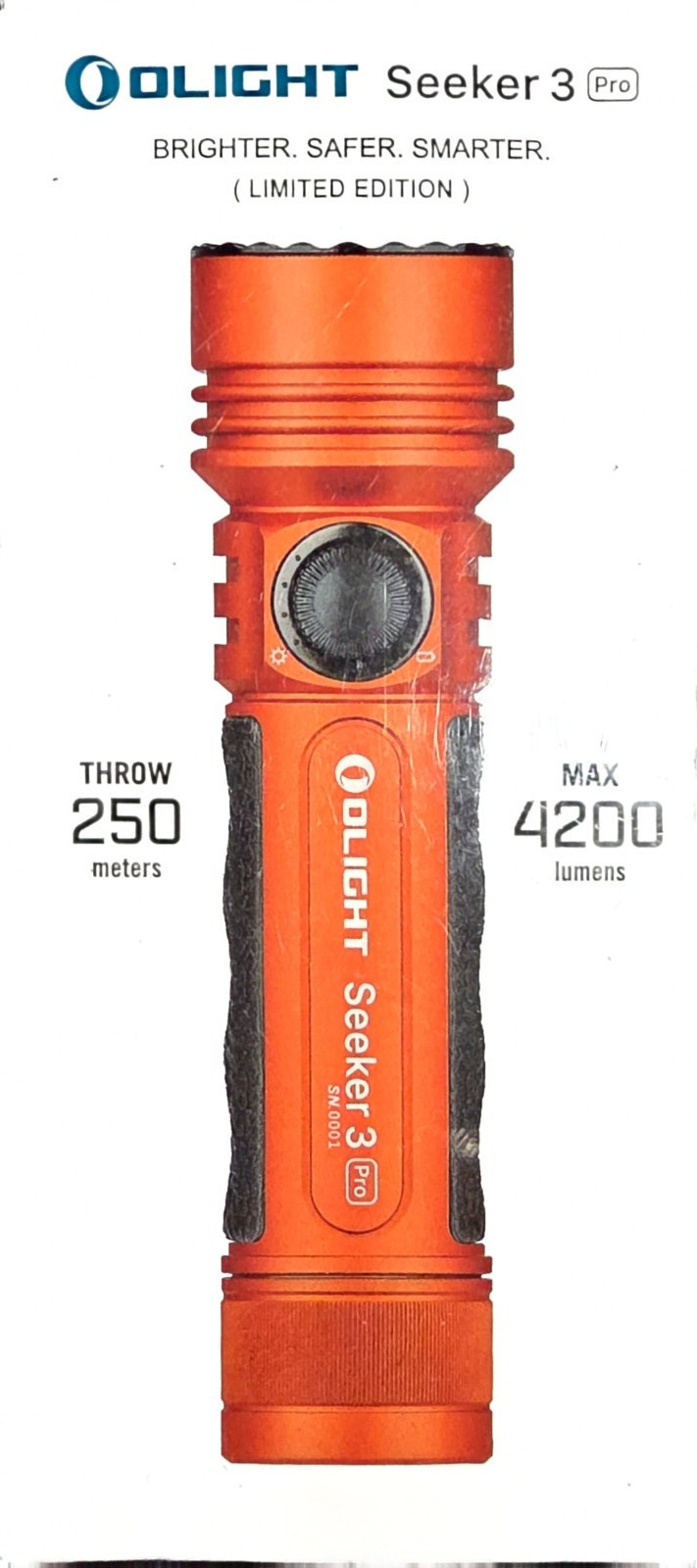 Olight Seeker 3 Pro Flashlight, New, Sealed, Orange