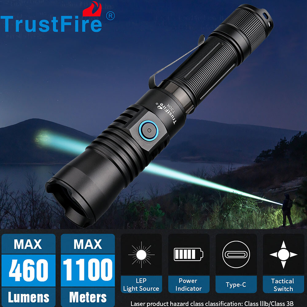 TrustFire T30R Tactical 1100Meter White Light LEP Flashlight LEP Torch 460LM US