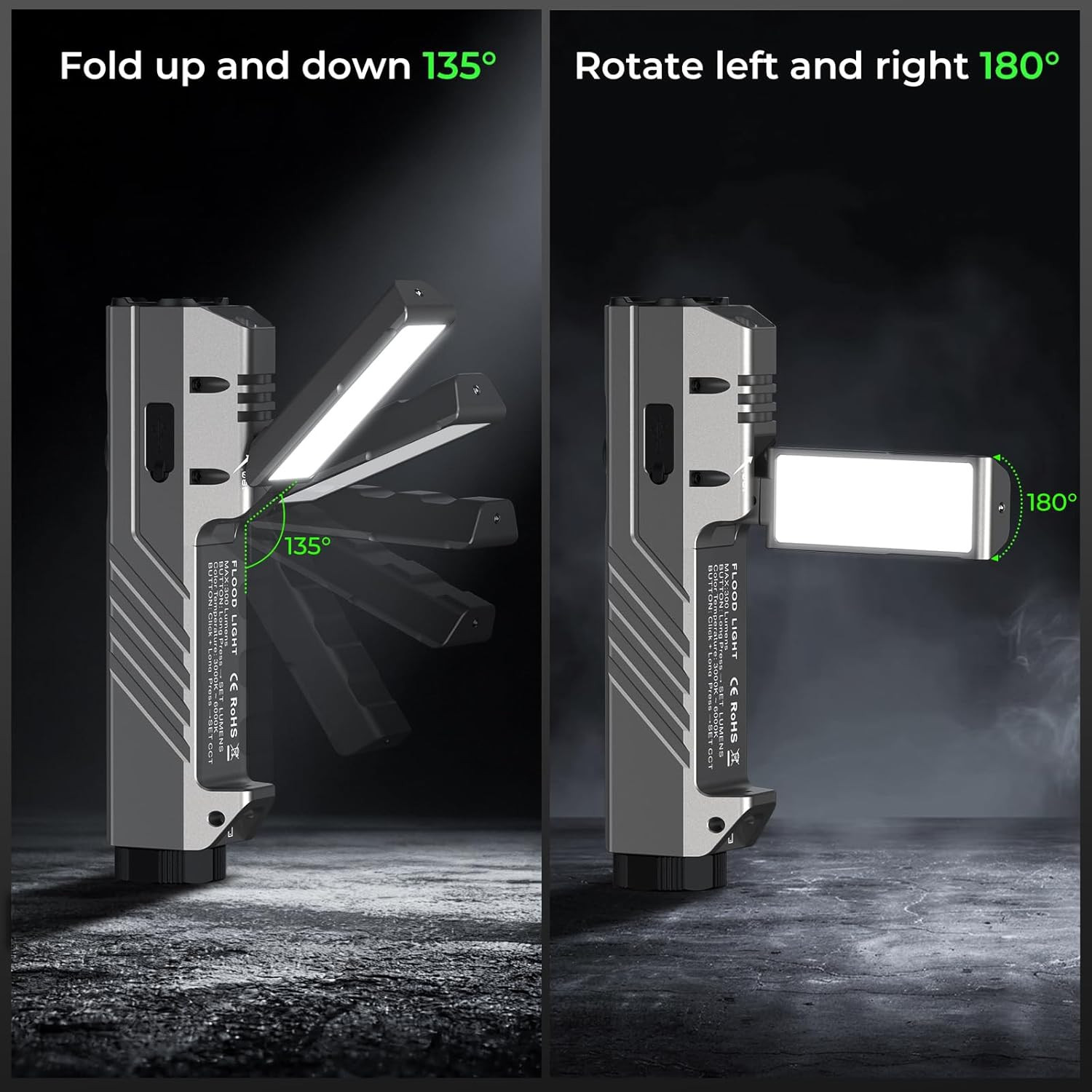 HD05 Flat EDC Flashlight, 3100 Lumens 4-In-1 LED Rechargeable Flashlight with UV