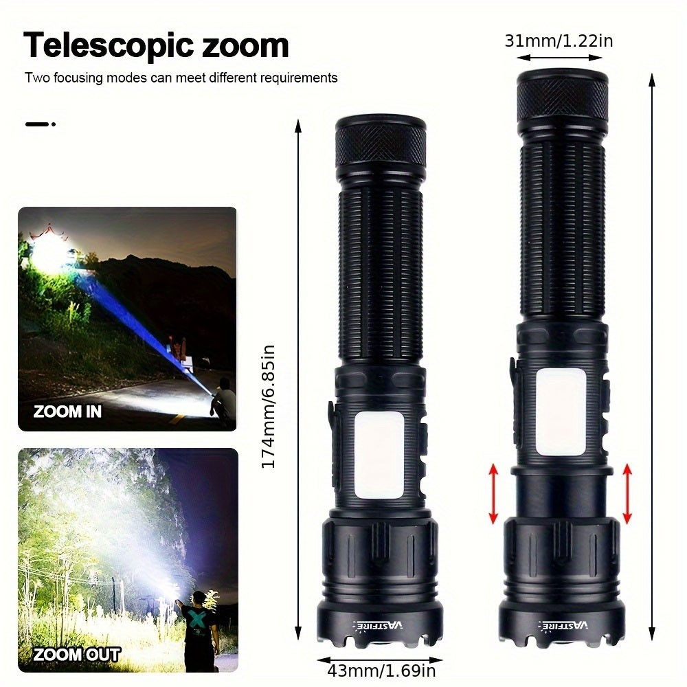 4in1 Hunting LED Zoom Flashlight White/Green/Red/Blue Light Torch Coyote Varmint