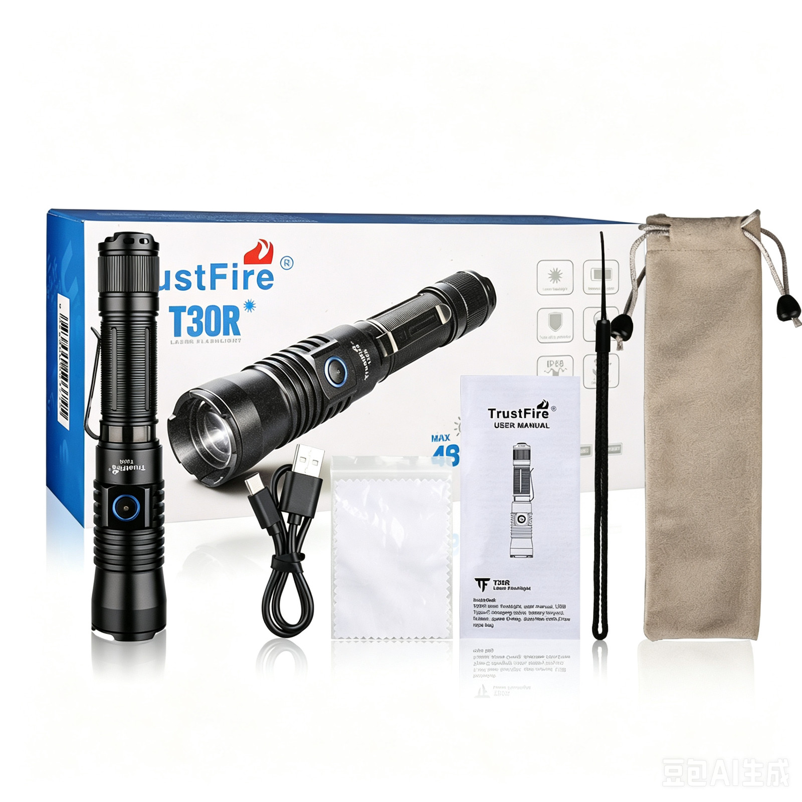 Trustfire T30R 1100Meter Beam Range Tactical Hunting LEP Flashlight 460LM US
