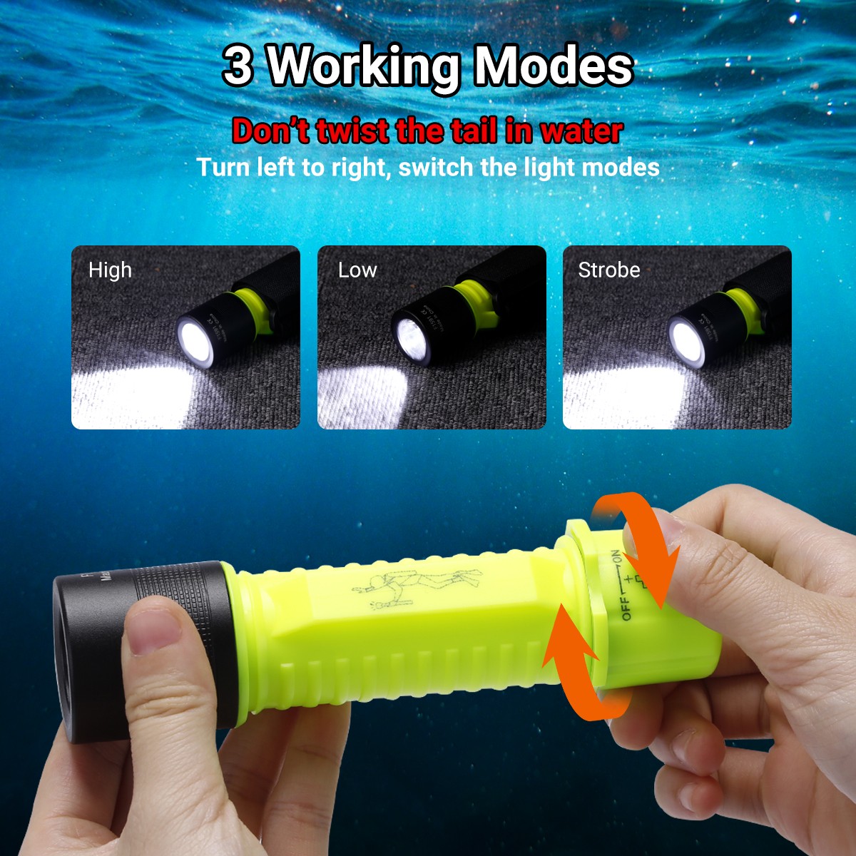 2x Underwater 80ft Scuba Diving Flashlight Waterproof Dive Torch Snorkeling Lamp