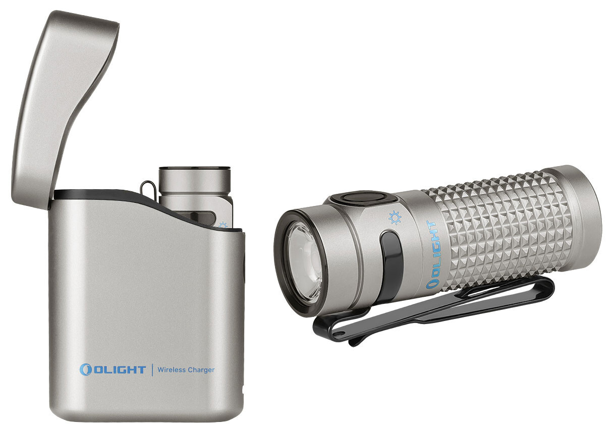 Olight Baton 4 Premium Ti Rechargeable 1300 Lum Flashlight w/Charging Case, 170M