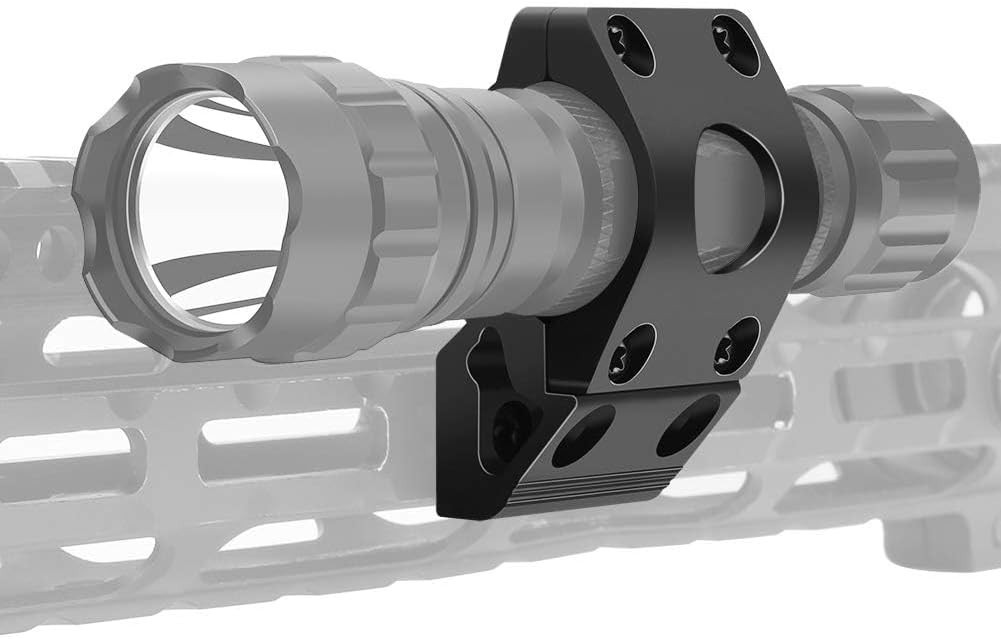 Flashlight Mount Tactical 45° M Lock 1 Inch Black Aluminum Rail Bracket System