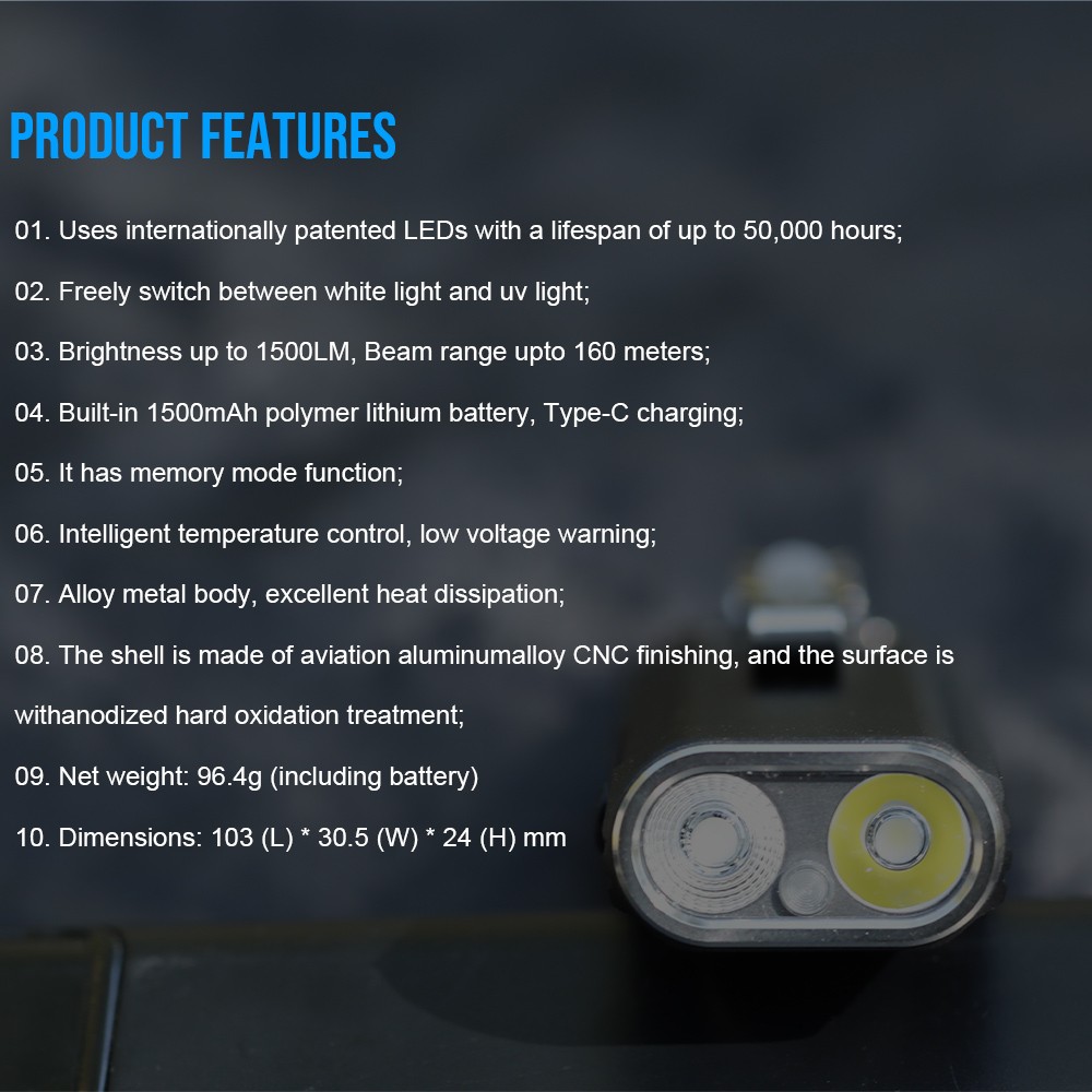 TrustFire 1500Lumen LED Flashlight Magnetic Rechargeable led Torch W UV Light US