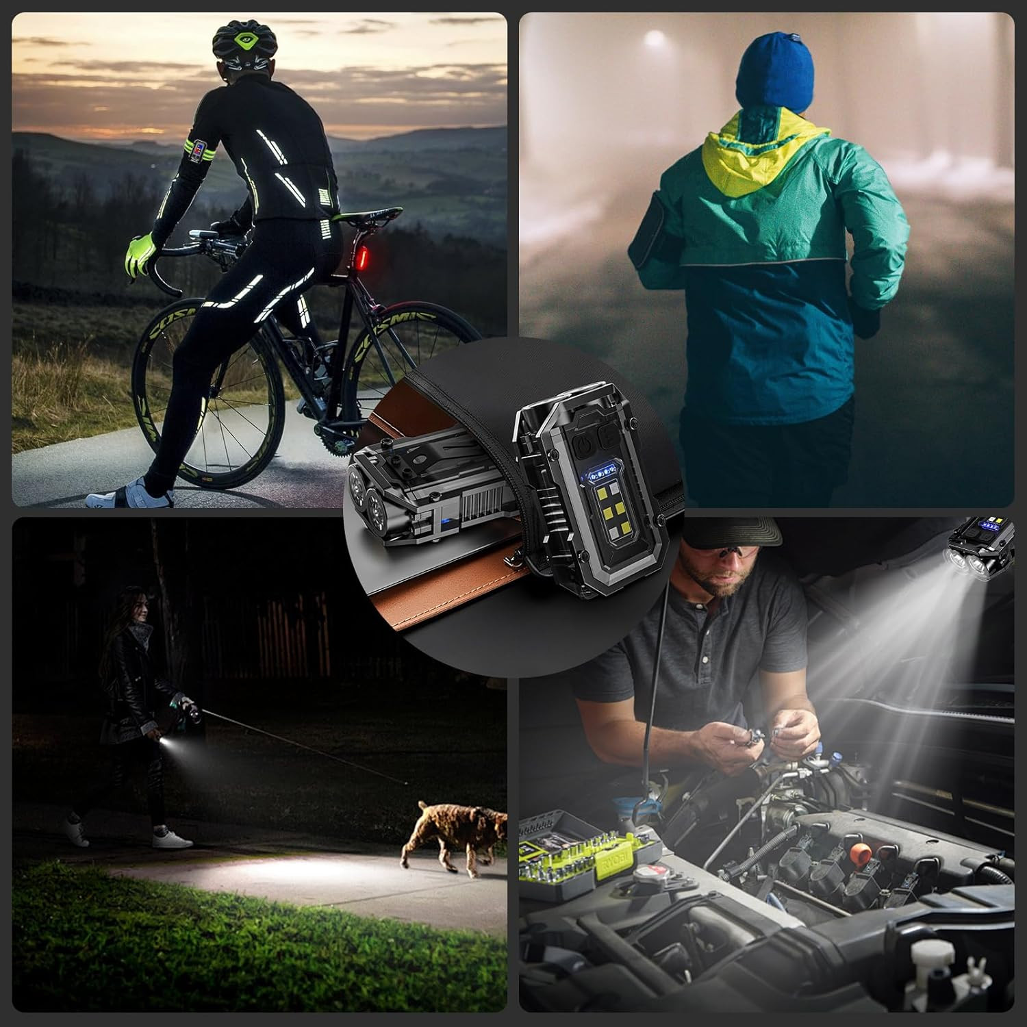 500LM Rechargeable Clip-On Flashlight, 2-Pack with 8 Modes for Safety and Outdoo