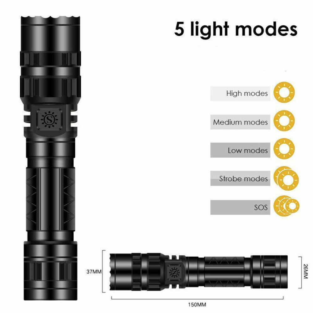 2Pack Super-Bright Flashlight LED Tactical Torch LED Rechargeble Battery 99000LM