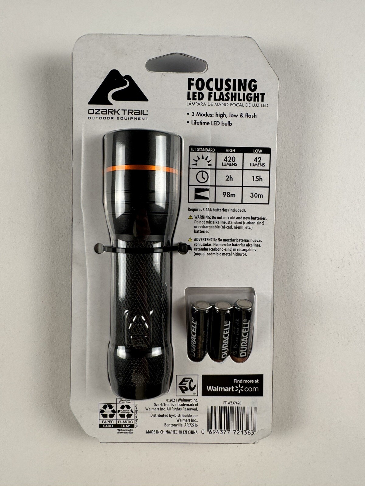 Ozark Trail 420-LUMENS FOCUSING LED FLASHLIGHT IPX4 Water Proof Flash Light