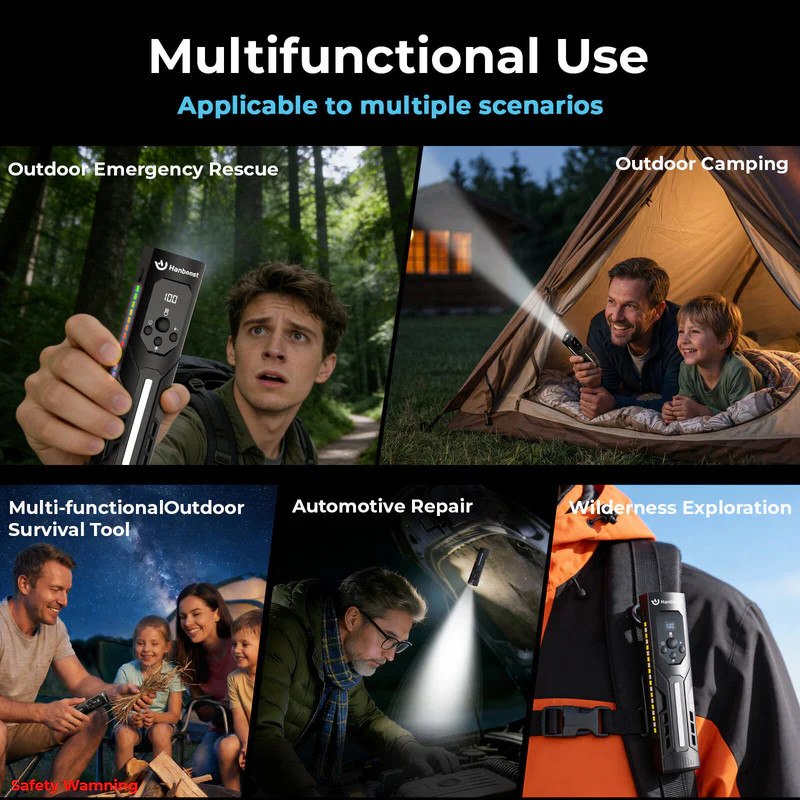 Hanboost 7-in-1 Multi-Function Flashlight—Ideal for Repairs and Outdoor Camping