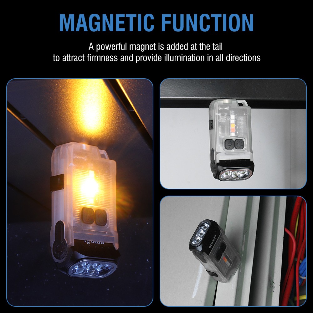 V15 EDC Flashlight 1200LM LED Keychain Work Light Magnet Type-C Pocket Lantern