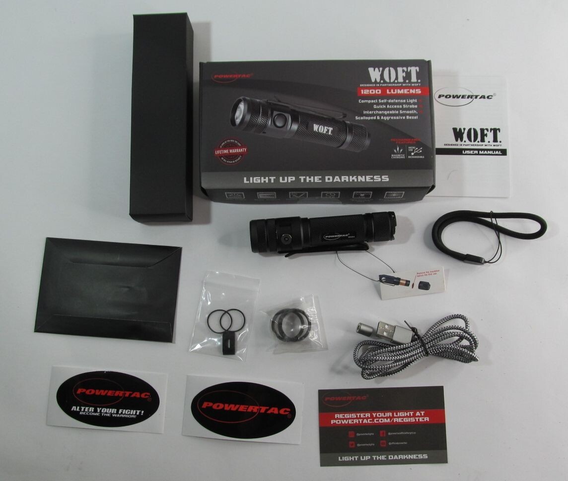 NEW POWERTAC WOFT TACTICAL EDC RECHARGEABLE LED FLASHLIGHT W.O.F.T. 1200 LUMENS