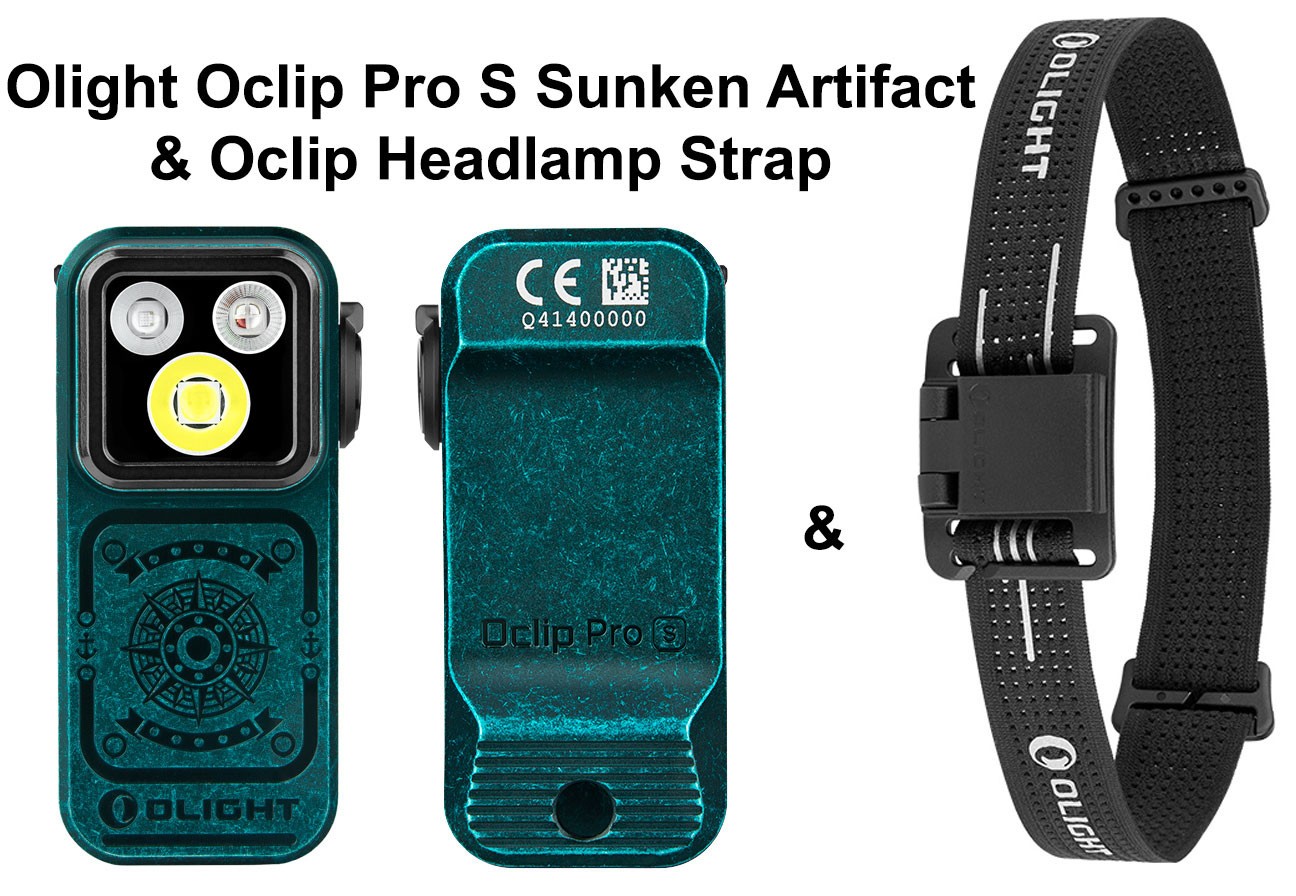 Olight Oclip Pro S Sunken Artifact Clip Flashlight with Oclip Headlamp Strap