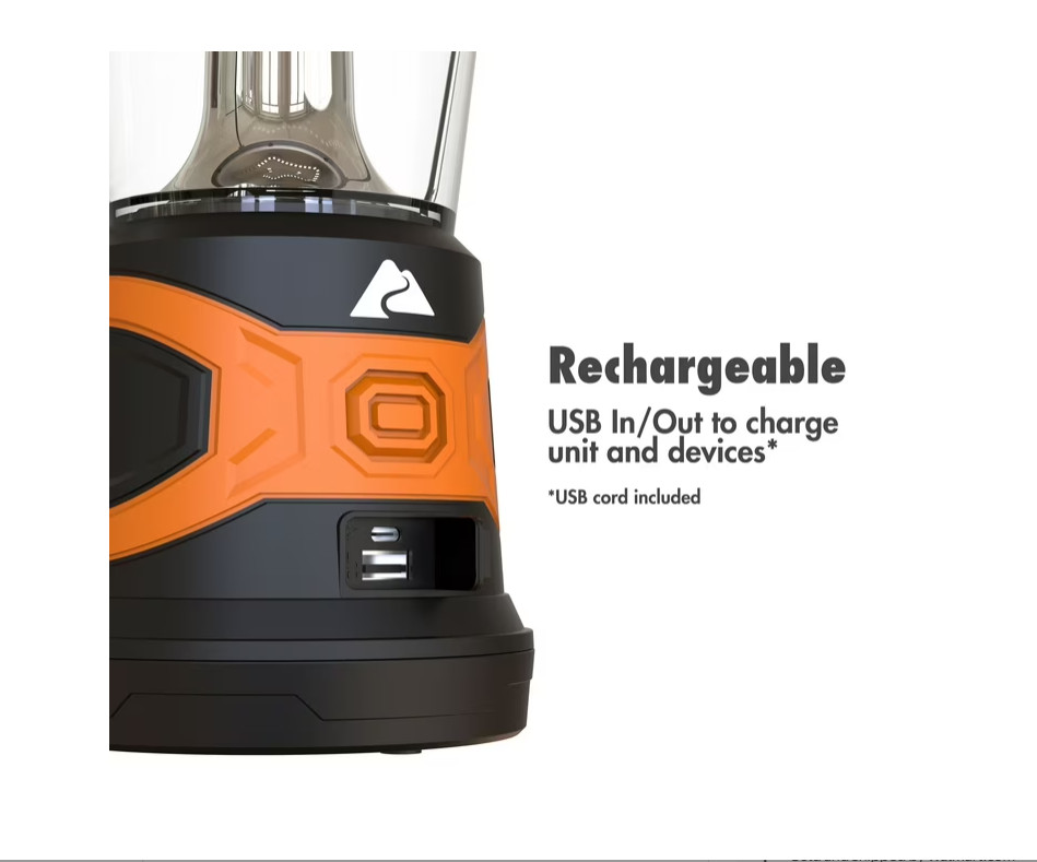 Ozark Trail LED Rechargeable Lantern, 3000 Lumen, IPX4 Water Resistant, 4 Modes