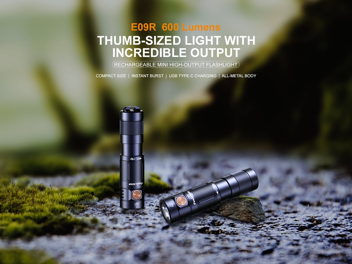 Fenix E09R 600 Lumen USB-C Rechargeable EDC Pocket Flashlight
