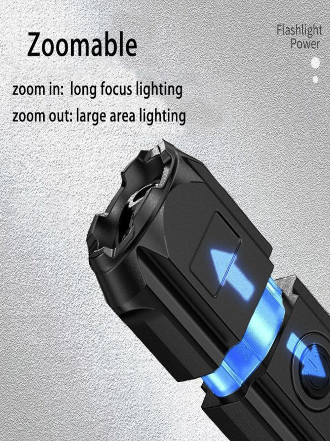 1 Powerful LIGHT EMITTING DIODE Flashlight Rechargeable USB Waterproof Torch – N