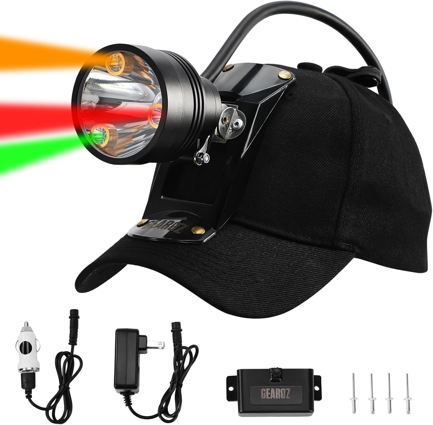 600LM 10W Coon Hunting Headlamp 4 Color LED Rechargeable IPX5 800Yds